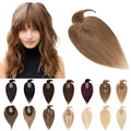 SEGO Hair Toppers for Women Real Human Hair With Bangs, 7 * 13CM Silk Base 100% Remy Human Hair Clip in Top Wiglet Hairpieces Add Volume -8 Inch Light Brown