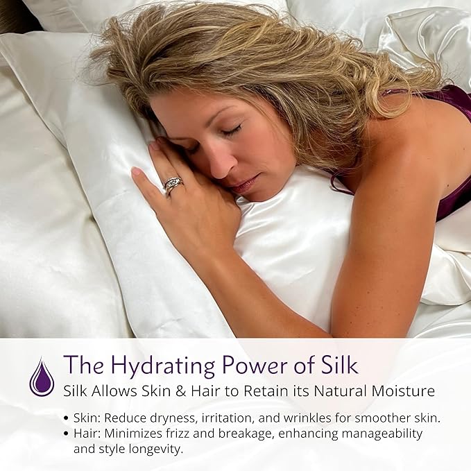 Mulberry Park 30 Momme Silk Pillowcase - Pure Silk Pillowcase for Hair and Skin, Grade 6A Charmeuse Weave Mulberry Real Silk Pillowcase for Luxury Night Sleep - 1 Pc Silver (Standard 20'' x 26'')