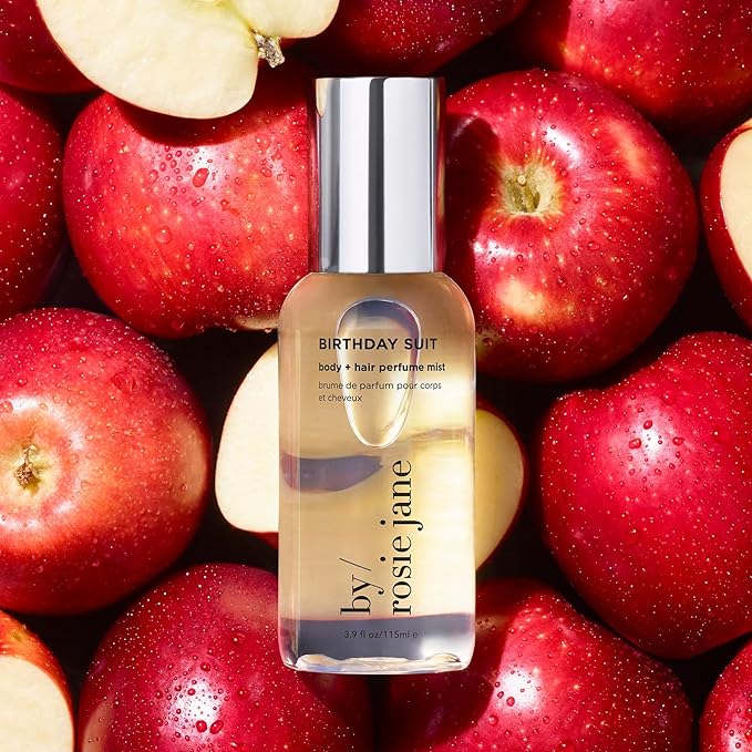By Rosie Jane Body & Hair Perfume Mist (Birthday Suit) - Clean Hair & Body Mist for Women - With Notes of Tangerine Water, Sweet Apply & Lemon Blossom (115ml)