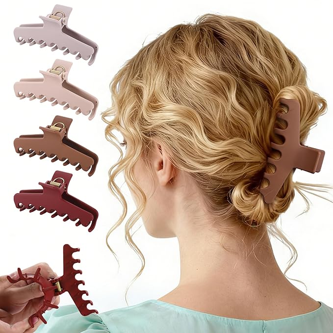 4Pcs Cloud Claw Clips for Women, 4.3 Inch Non-Slip Strong Hold Hair Claws, Unbreakable & Durable TPEE-Silicone Blend, Large Bendable Cozy Hair Clip for Thin/Thick/Curly Hair, All-Day Comfort