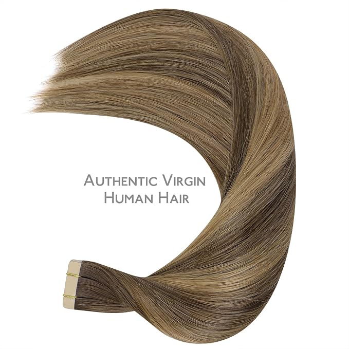 WENNALIFE Tape in Hair Extensions Human Hair Balayage Chocolate Brown to Caramel Blonde Tape in Extensions, 10pcs 30g 20 inch Remy Invisible Tape Ins Straight Soft Real Human Hair Tape in Extensions
