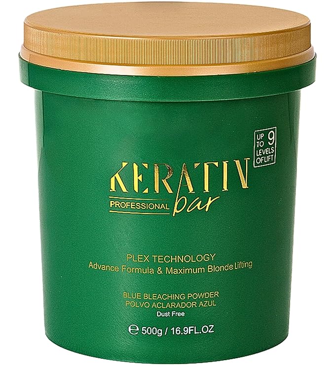 Professional Blue Bleaching Powder - Plex Technology - Lifts up to 9 Shades - Maximum Lifting Extra Strength Lightener Hair Highlights All Type & Highlighted Hair - Dust Free - 16.9 oz
