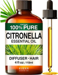 KUKKA Citronella Essential Oils - 4 Fl Oz - for Hair, Skin, Diffuser, Aromatherapy & DIY Soap Making Scent