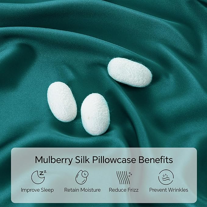 INFIIXSO Mulberry Silk Pillow Case King Size, Silk Pillowcase with Hidden Zipper 20"x36", Extraordinary Smooth and Soft Pillow Cases for Hair and Skin(Teal, 1 Pack)