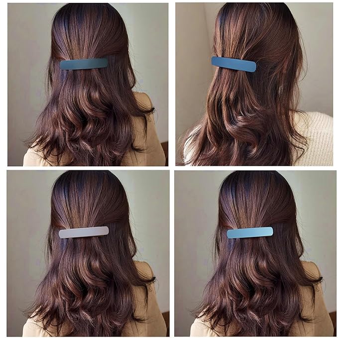 Fsmiling Hair Barrettes for Women French Hair Barrette Clip Medium Matte Hair Clips Barrette No Slip Hair Accessories 4-Pack