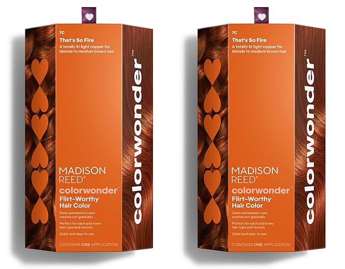 Madison Reed colorwonder Demi-Permanent Hair Color, Effortless At-Home Hair Dye, Ammonia-Free, Cruelty-Free, That's So Fire (7C Light Copper), Pack of 2
