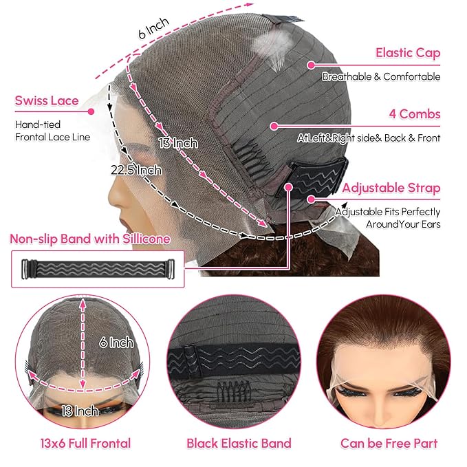 Chocolate Brown Lace Front Wig 13x6 Deep Wave Lace Front Wigs Human Hair Pre Plucked Brown Wig Human Hair 210 Density Frontal Wigs Human Hair Glueless Wig For Women