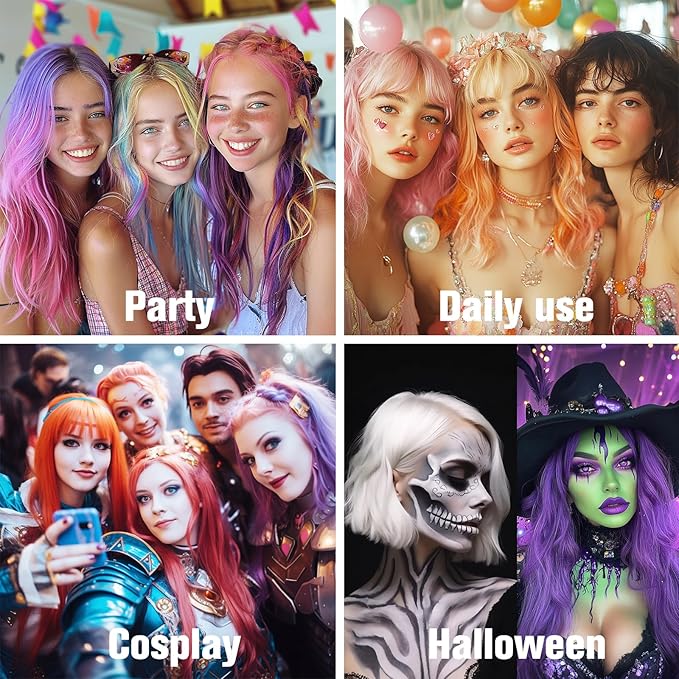 White Temporary Hair Color Spray for Adlut Teens Kids, 1-Day Washable Hair Spray, Fun Bright Shade for Halloween, Cosplay, DIY Hair Looks, Festivals & Parties