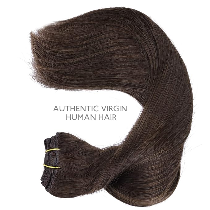WENNALIFE Clip in Hair Extensions, 18 Inch 150g 9pcs Real Human Hair, Light Dark Brown Remy Hair Extensions Clip Ins Double Weft