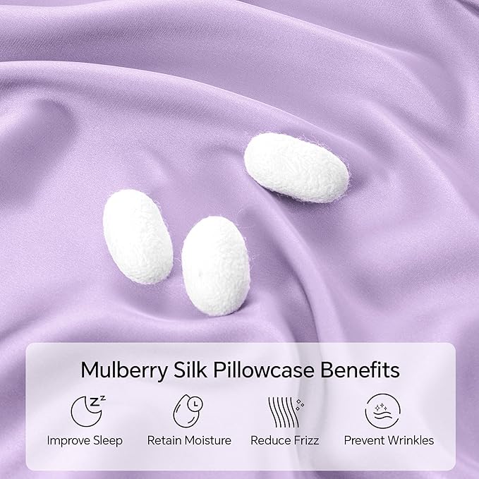 INFIIXSO Body Pillow Cover with Zipper, Luxury Mulberry Silk Body Pillow Case 20x54 Inches, Ultra Smooth and Soft Cooling Long Pillowcase, Gift for Women, Men(Lavender)