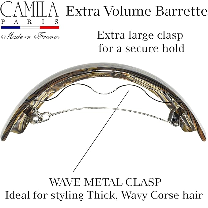 Camila Paris CP3620 French Hair Barrette Clip for Girls for Thick Curly Wavy Long Hair, Strong Hold Grip Hair Clips for Women, Automatic, No Slip Styling Girls Hair Accessories, Handmade in France