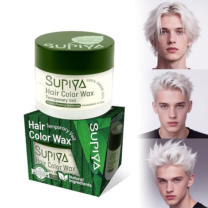 Temporary Hair Color Wax for Men - SUPIYA Washable Hair Wax Color, All-Day Hold Disposable Hair Wax for Party, Cosplay & Daily (Color #87)