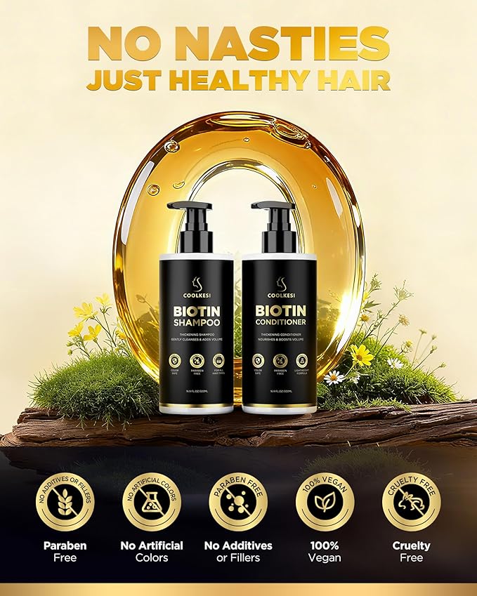 Tripeptide-Infused Hair Growth Biotin Shampoo and Conditioner Set, Onion Anti-Loss Volumizing Moisturizing Treatment for Soft Shine Hair, Dandruff Routine Rosemary Shampoo for Men and Women, 2x16.9oz