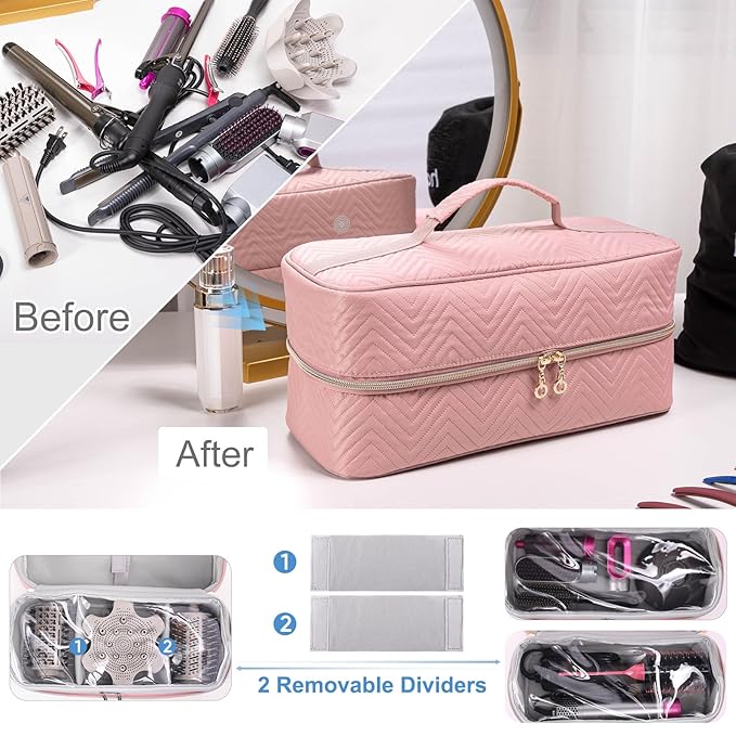 Hair Tools Travel Case with Black Hair Dryer Bag, Large Hair Tools Travel Carrying Case for Shark FlexStyle/SmoothStyle - Hair Air Wrap Dryer Storage Case Flat Curling Iron Travel Organizer