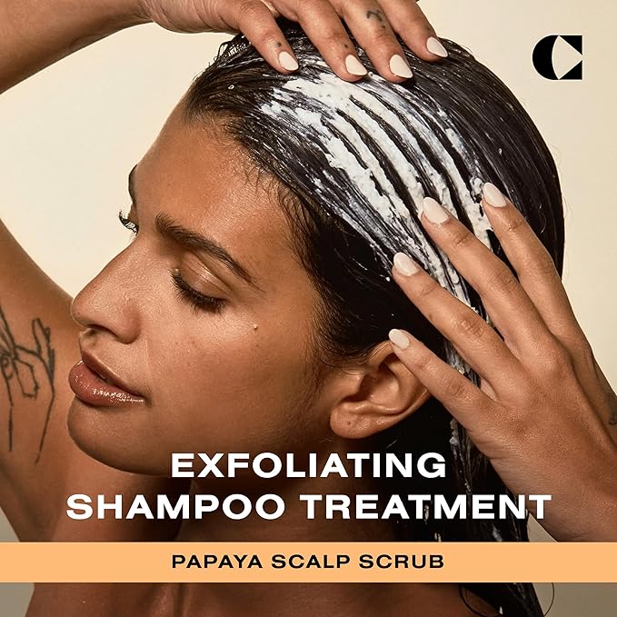 Ceremonia Papaya Scalp Scrub Exfoliating Shampoo Treatment with Papaya Enzymes Pink Salt Detox, 1.69 Fl. Oz. | 50 mL.