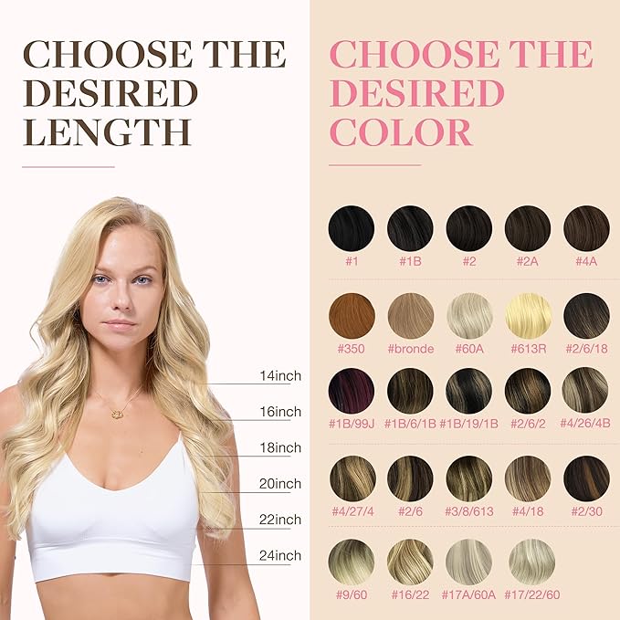 GOO GOO Tape in Hair Extensions Human Hair, 18ET90A Natural Blonde Balayage, 18inch 50g 20pcs, Skin Weft Seamless Invisible, Silky Straight with Thick Ends, Remy Human Hair