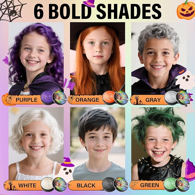 Orange Hair Wax, Temporary Hair Color Wax, Nourishing & Washable Hair Color for Kids, Women and Men 2.12 Oz.