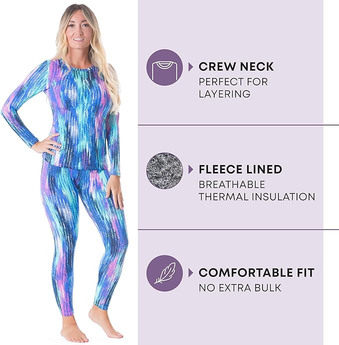 Rocky Thermal Underwear Women Long Johns Womens Thermals Top Bottom Set Fleece Lined Under Wear Clothes Base Layer Thermals