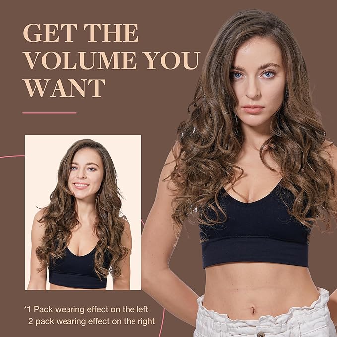 GOO GOO Clip in Hair Extensions Real Human Hair, Remy Human Hair Extensions Clip ins for Women, Natural Human Hair, 22inch 170g 7Pcs, #4A Chocolate Brown