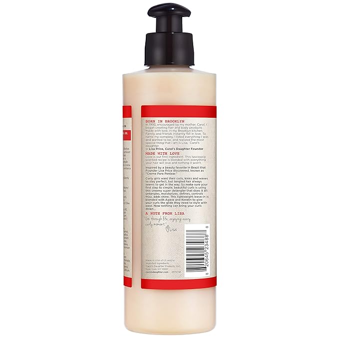Carol’s Daughter Hair Milk 4 in 1 Combing Creme for Curls, Coils and Waves, with Agave and Olive Oil, Hair Detangler, Curl Cream, 8 fl oz