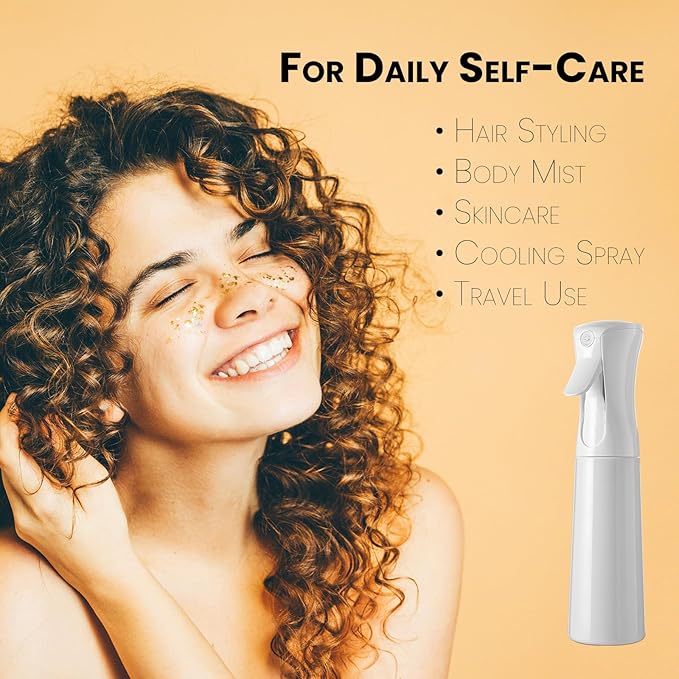 Mistifi Continuous Mist Spray Bottle – Ultra Fine Refillable Water Mister for Hair, Plants, Cleaning, Skincare, Salon & Home Use –(350ml 1Pc, White bottle)