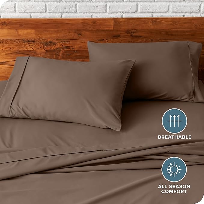 Bare Home Microfiber Pillow Cases - Standard/Queen Size Set of 2 - Cooling Pillowcases - Double Brushed - Cocoa Pillowcases 2 Pack - Easy Care (Standard Pillowcase Set of 2, Cocoa)
