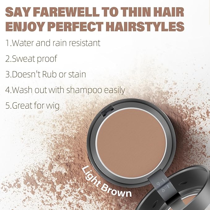 Root Touch Up Hair Color Powder for Concealing Hair Loss & Thinning, Gray Hair Shadow Root Cover Up for Women & Men (Light Brown, 0.35Ounce)