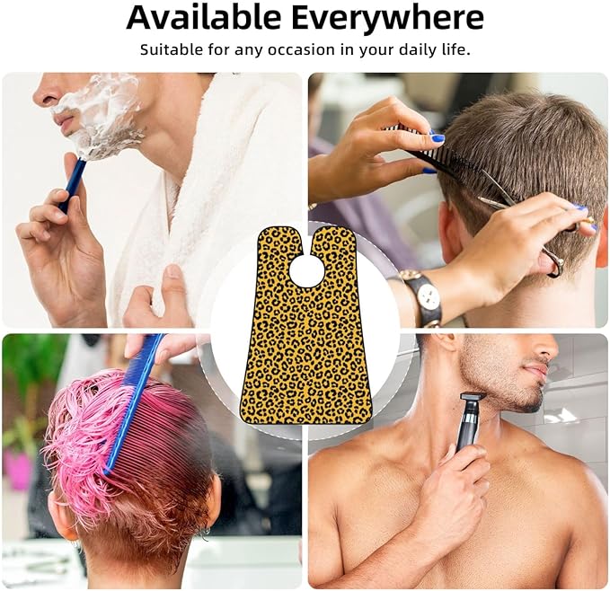 Men's Shaving Accessory Wild Animal Cheetah Leopard Print Yellow, Waterproof Beard Apron with Hair Catcher & Suction Cups