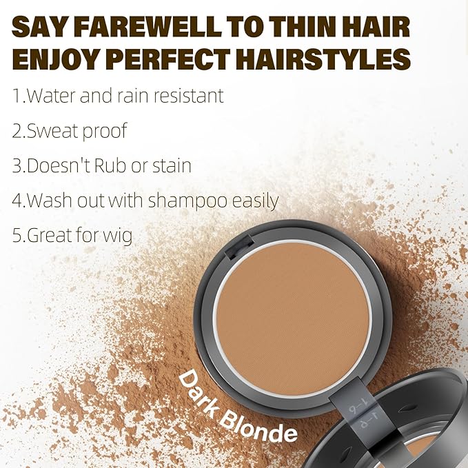 Root Touch Up Hair Color Powder For Concealing Hair Loss and Thinning, Gray Hair Shadow Root Cover Up Hairline Powder For Women Men Eyebrows, Beard Line (Dark Blonde, 0.35 Ounce)