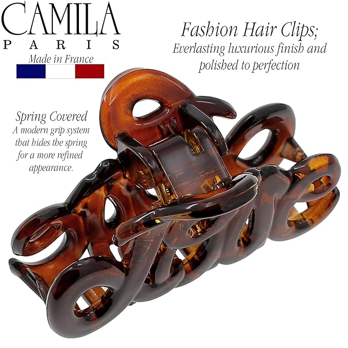 Camila Paris CP1377 French Hair Clip for Women, 2 inch Girls Hair Claw Clips Jaw Tortoise Fashion Durable and Styling Hair Accessories for Women, Strong Hold No Slip Grip, Made in France