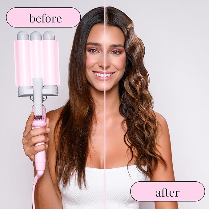 Mermade Hair PRO Hair Waver 1.25" - Hair Waver 3 Barrel, 3 Barrel Curling Iron 1 1/4 Inch, Ceramic Barrel Waver for Thick, Thin, Long, or Short Hair - 1.25"