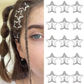 Star Hair Clips 2000s Y2K Snap Hair Barrettes Non Slip Star Hair Accessories Silver Metal Hair Clips for Girls Women -15 PCS 1.18"