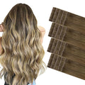 GOO GOO Invisi Edge Tape in Hair Extensions Human Hair, 3/8/613 Walnut Brown to Ash Brown and Bleach Blonde 20pcs 20inch 50g, Virgin Remy Hair, Seamless Injected Tape, Natural Look