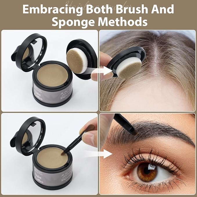 2 Pack Hairline Powder for Women and Men, Used to Root Touch Up Hair Color, Thinning and Gray Hair Coverage and Bald Spots Coverage, Light Coffee