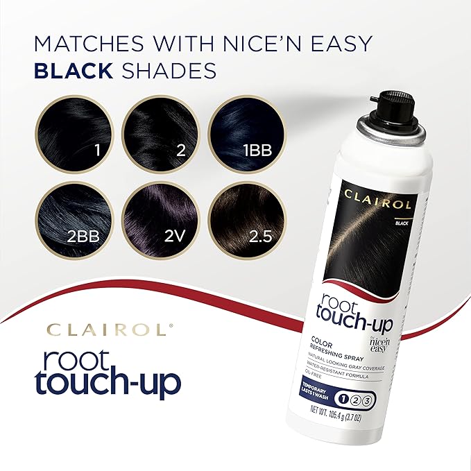 Clairol Root Touch-Up by Nice'n Easy Temporary Hair Coloring Spray, Black Hair Color, Pack of 2