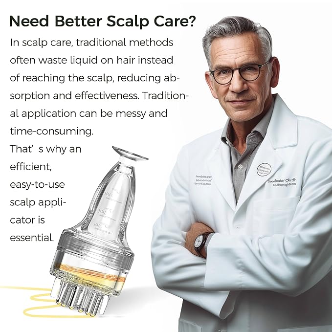 Scalp Applicator, One-Minute Direct-to-Scalp Precision, Minoxidil Applicator for Hair Growth, Hair Serum Applicator, Minoxidil Scalp Applicator Comb Tool Bottle, Ideal for Thin Scalp Treatments