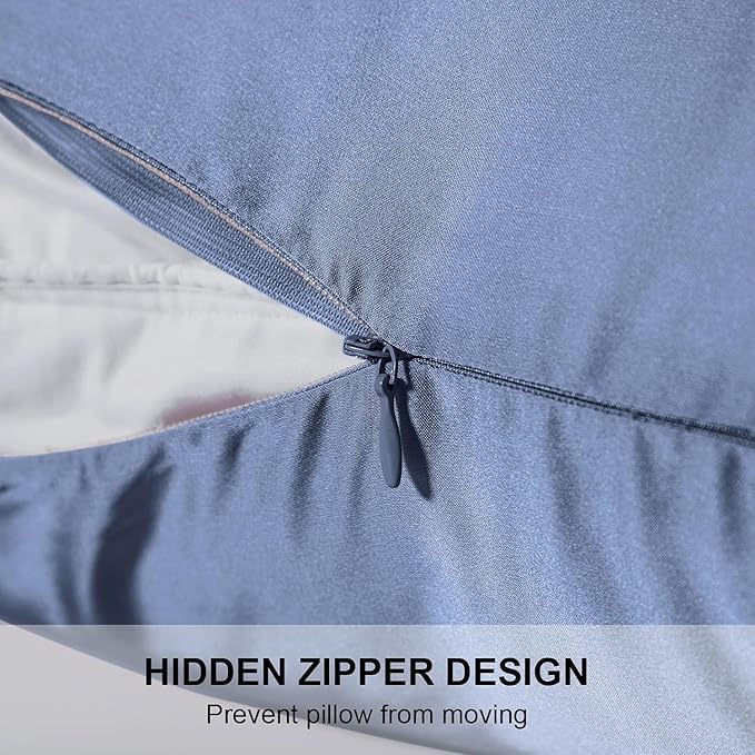 Mulberry Silk Pillowcase for Hair and Skin,Cooling Silk Pillow Case with Hidden Zipper,Allergen Proof Dual Sides Soft Breathable Smooth Silk Pillow Cover for Women (Grayish Blue, Body)