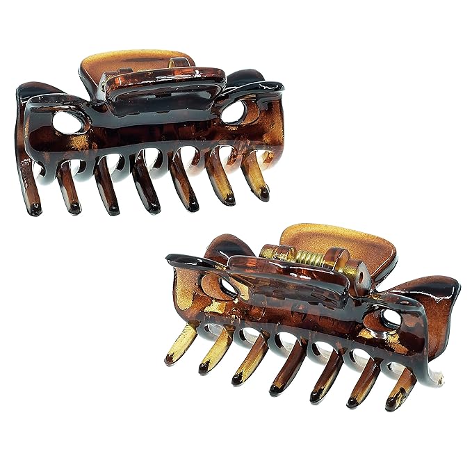 Camila Paris CP22/2 French Hair Clip for Women, 1.5 inch Set of 2 Tortoise Girls Hair Claw Clips Jaw Fashion Durable Styling Hair Accessories for Women, Strong Hold No Slip Grip, Made in France