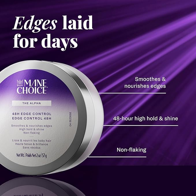 The Mane Choice The Alpha 48H Edge Control, 2 Oz, Smoothes & Nourishes Edges, Hair Gel for Coily, Wavy & Curly Hair, Infused with Pro-Vitamin B5, Aloe & Avocado Oil, Adds Brilliant Shine, Non-Flaking
