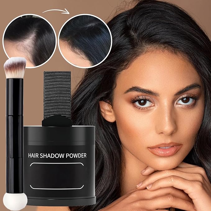 Gowwim Root Touch up Powder, Instantly Gray Hair Cover up Hairline Powder for Women & Men Waterproof and Sweatproof Root Cover Up Long-Lasting for Thinning & Loss Hair (Med Brown2, 10G+1)