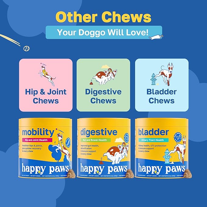 Happy Paws Dental Soft Chew, Dog Breath Freshener & Teeth Cleaning Treats, Oral Care Support for All Breeds, Sizes & Ages, Natural Spearmint Flavor, Organic & Non GMO (100 Chews)