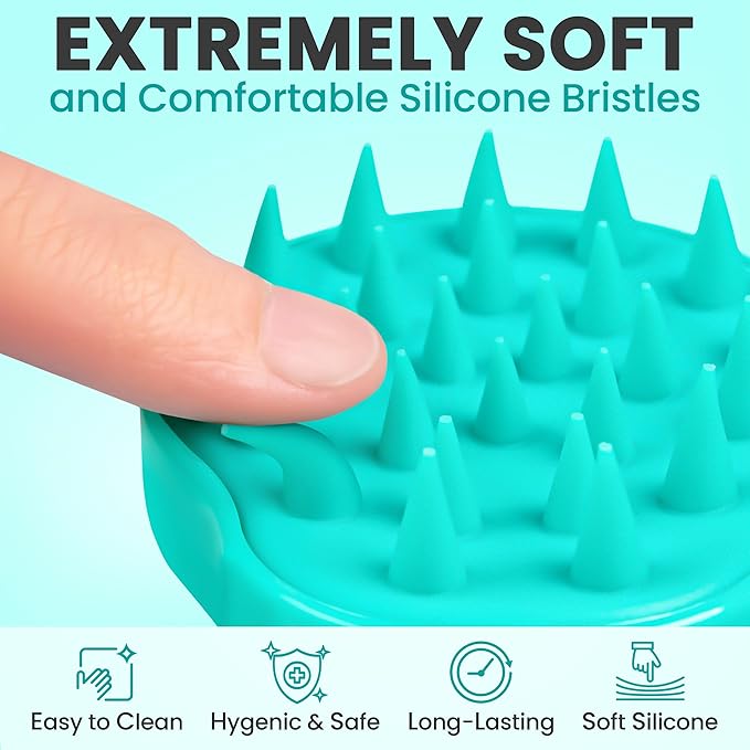 RELAXXO Scalp Massager Hair Growth – Exfoliator & Hair Scrubber for Scalp, Soft Bristles for Dandruff & Soothing Comfort, Shampoo Brush, Wet & Dry Use, Green
