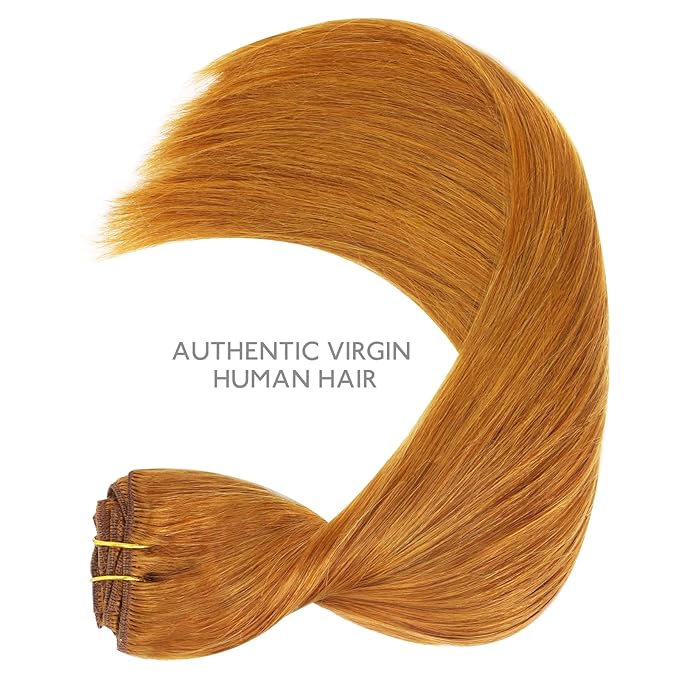 WENNALIFE Clip in Hair Extensions Real Human Hair, 24 Inch 150g 9pcs Human Hair Extensions Clip In, Auburn Ginger Hair Extensions Clip In Real Hair Coloured Remy Human Hair Extensions