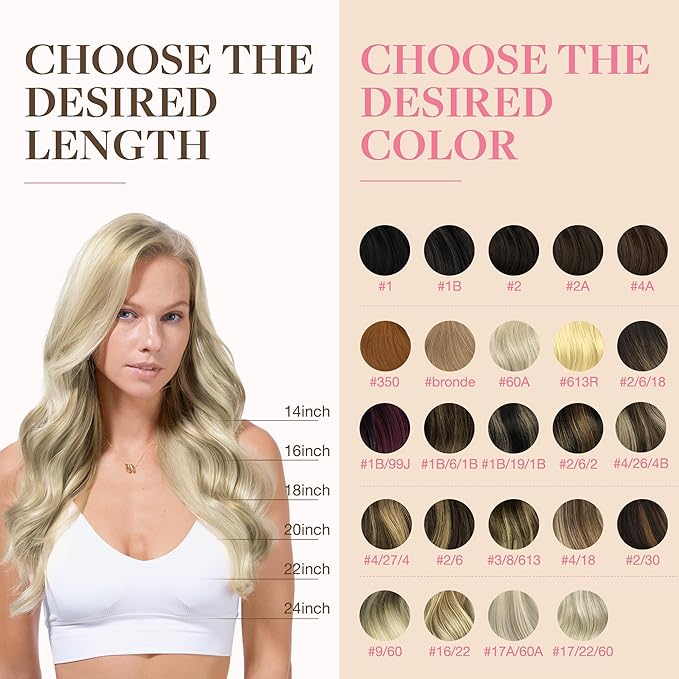 GOO GOO Tape in Hair Extensions Human Hair, 17A/60A Ash Blonde Highlighted Platinum Blonde, 20inch 50g 20pcs, Skin Weft Seamless Invisible, Silky Straight with Thick Ends, Remy Human Hair