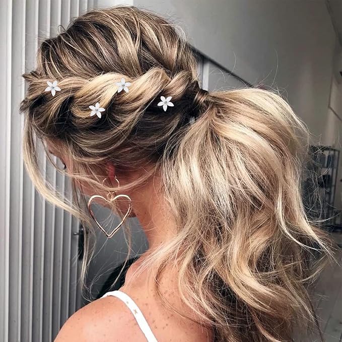 (24 Pcs) Flower Twisters Spiral Set Hair Pin Silver Coil for Wedding, Bridal, Prom, Party and Special Occasion with Clear Container（Flower)