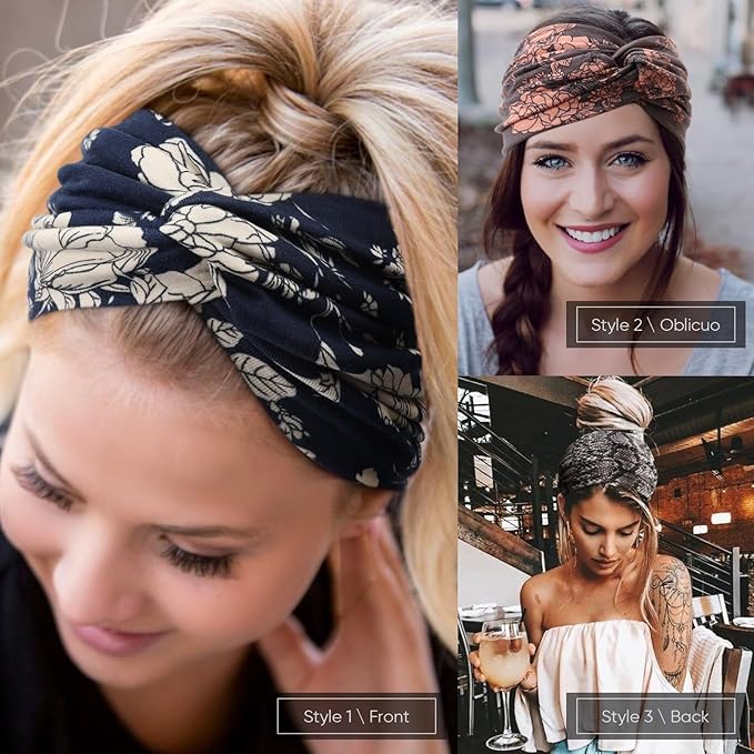 DRESHOW 8 Pack Headbands for Women Yoga Knotted Headbands Elastic Criss Cross Hair Accessories Sports Head Wrap Non Slip