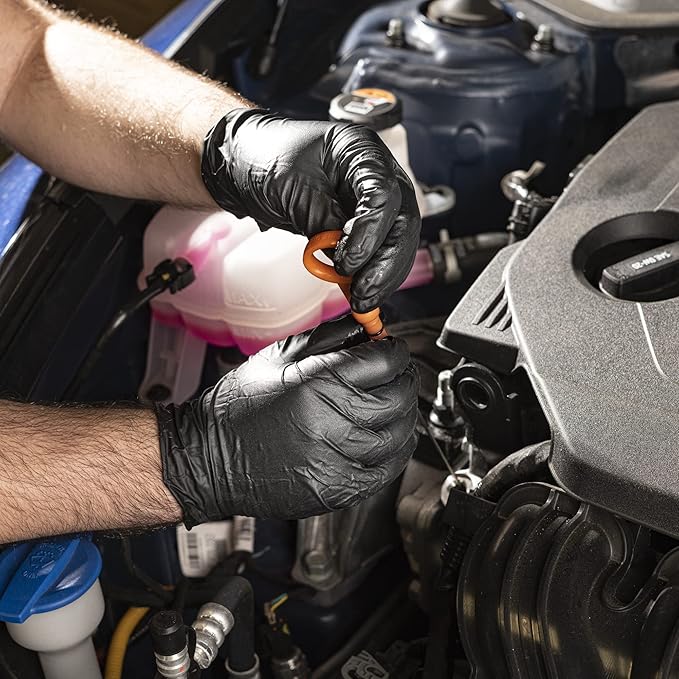 Comfy Package Black Nitrile HEAVY DUTY 6 Mil. Chemical Resistance, Latex & Powder Free, Textured Fingertips Disposable Gloves