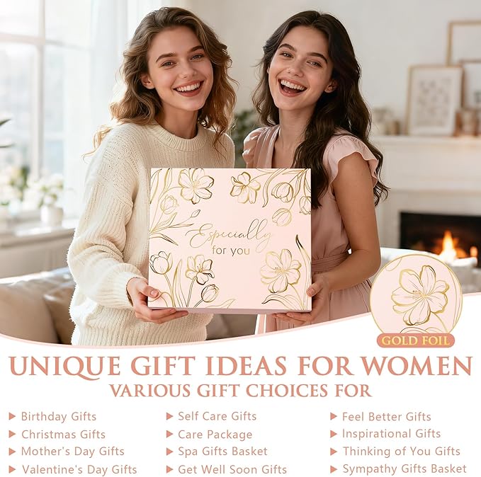 Christmas Birthday Gifts for Women Self Care Package, Get Well Soon Gift Baskets for Women Spa Gifts Set, Unique Thinking of You Inspirational Sympathy Gift Baskets for Mom Best Friend Sister Wife Her