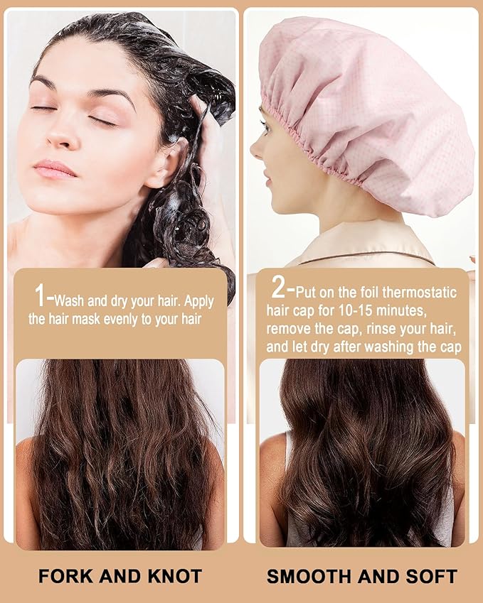 YIZIJIZI 2 Pieces Heat Cap for Deep Conditioning, Conditioning Cap Made of Aluminum Foil for Home and Salon Use, Hair Dyeing（pink）