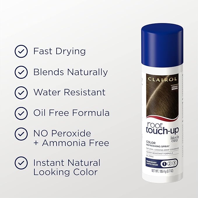 Clairol Root Touch-Up Temporary Hair Coloring Spray, Medium Brown Hair Color, Pack of 2